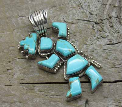 Turquoise Pendant Native American Jewelry- Kachina